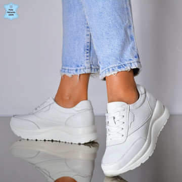  Adidasi Dama Piele Naturala Erasto Albi- Need 4 Shoes