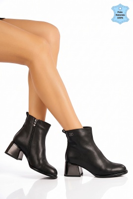 Botine Dama Piele Naturala Fifi Negre