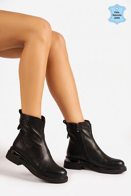 Botine Dama Piele Naturala Ianis Negre