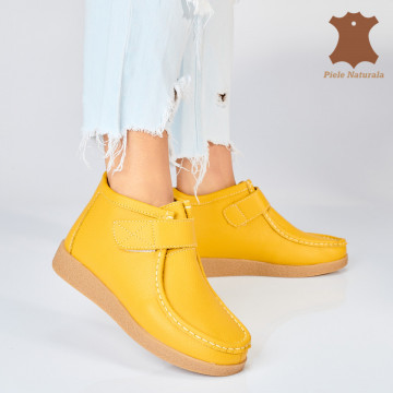 Ghete Dama Imblanite Piele Naturala Zora Galbene- Need 4 Shoes