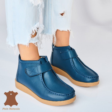 Ghete Dama Imblanite Piele Naturala Zora Navy - Need 4 Shoes