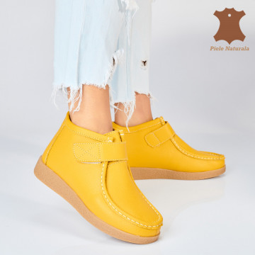 Ghete Dama Imblanite Piele Naturala Zora Yellow - Need 4 Shoes