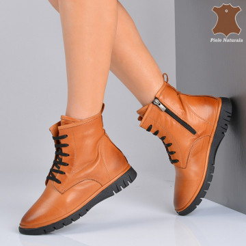 Ghete Dama Piele Naturala Anuva  Camel- Need 4 Shoes