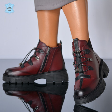 Ghete Dama Piele Naturala Patrisia Bordo - Need 4 Shoes