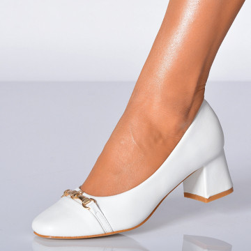Pantofi Cu Toc Dama Zendra Albi- Need 4 Shoes