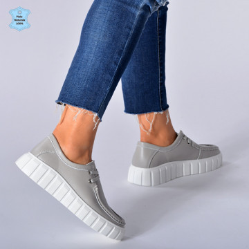 Pantofi Dama Piele Naturala Aime Gri- Need 4 Shoes