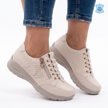 Pantofi Dama Piele Naturala Netina Bej