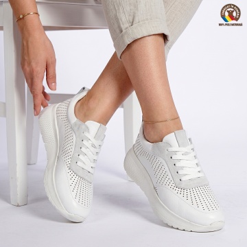Pantofi Dama Piele Naturala Vivien Albi