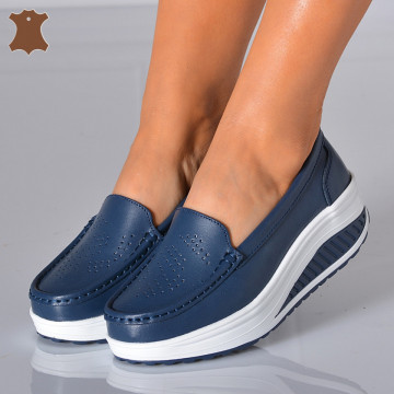 Pantofi Dama Piele Naturala Zena 2 Navy- Need 4 Shoes - Need 4 Shoes