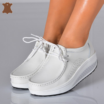 Pantofi Dama Piele Naturala Zena 5 Albi- Need 4 Shoes 