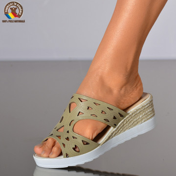 Papuci Dama Piele Naturala Mery Olive- Need 4 Shoes