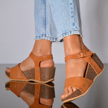 Sandale Cu Platforma Eliandra Camel- Need 4 Shoes