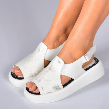 Sandale Cu Platforma Nety Albe- Need 4 Shoes