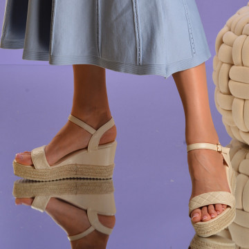 Sandale cu platforma Ollie Bej - Need 4 Shoes