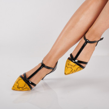 Sandale Dama Cu Toc Carlita Galbene-NEED 4 SHOES