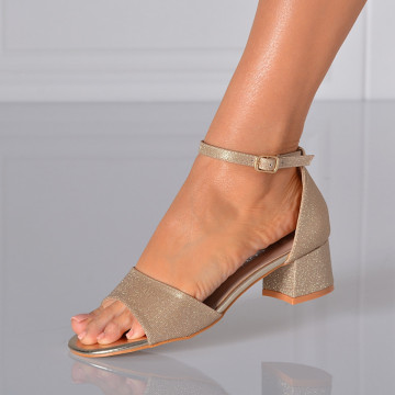 Sandale Dama Cu Toc Fabiola Aurii- Need 4 Shoes