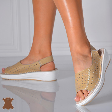 Sandale Dama Piele Naturala Lidy Bej- Need 4 Shoes