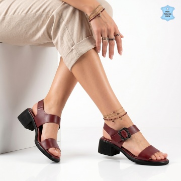 Sandale Dama Piele Naturala Lora Bordo