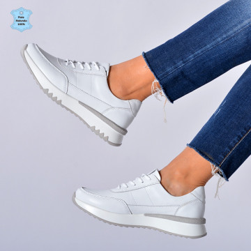 Adidasi Dama Piele Naturala Alexandra Albi- Need 4 Shoes