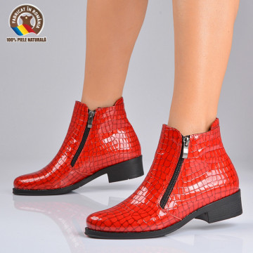 Botine Piele Naturala Yvone Rosii- Need 4 Shoes