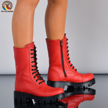 Cizme Dama Piele Naturala Maryn 2 Rosii- Need 4 Shoes
