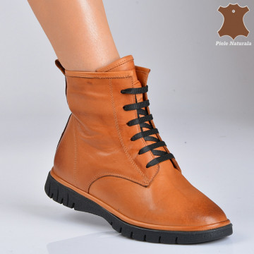 Ghete Dama Piele Naturala Anuva  Camel- Need 4 Shoes