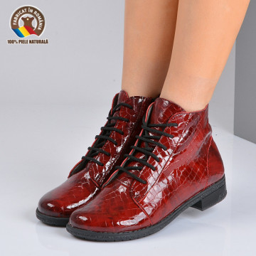 Ghete Dama Piele Naturala Aura 2 Bordo- Need 4 Shoes