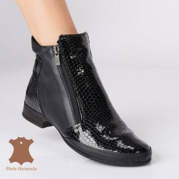 Ghete Dama Piele Naturala Hazal Negre - Need 4 Shoes