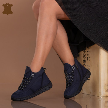 Ghete Dama Piele Naturala Vera Navy - Need 4 Shoes