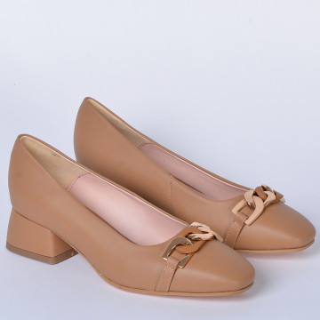 Pantofi Cu Toc Piele Naturala Esmer Camel- Need 4 Shoes