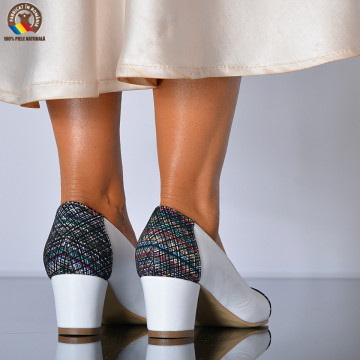 Pantofi Cu Toc Piele Naturala Roseryn Albi- Need 4 Shoes