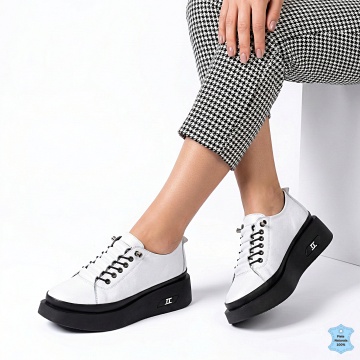 Pantofi Dama Piele Naturala Korey Albi