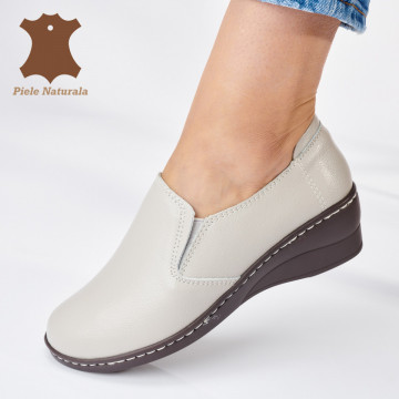 Pantofi Dama Piele Naturala Vega Gri - Need 4 Shoes