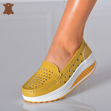 Pantofi Dama Piele Naturala Zena 3 Galbeni- Need 4 Shoes - Need 4 Shoes