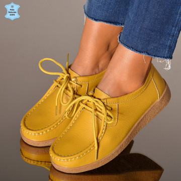 Pantofi Dama Piele Naturala Zora 3 Galbeni- Need 4 Shoes