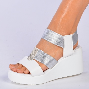 Sandale Cu Platforma Blisy Albe