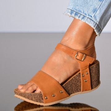 Sandale Cu Platforma Eliandra Camel- Need 4 Shoes