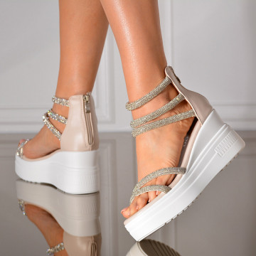 Sandale Cu Platforma Gloria Bej- Need 4 Shoes