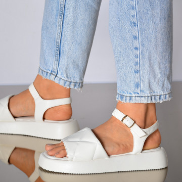 Sandale Cu Platforma Natasha Albe- Need 4 Shoes