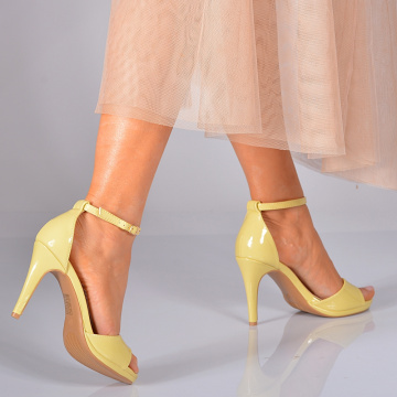 Sandale Dama Cu Toc Amerys Galbene- Need 4 Shoes
