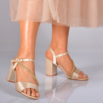 Sandale Dama Cu Toc Gessy Aurii- Need 4 Shoes