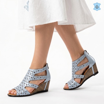 Sandale Dama Piele Naturala Donna Bleu