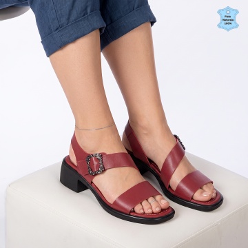 Sandale Dama Piele Naturala Lora Bordo