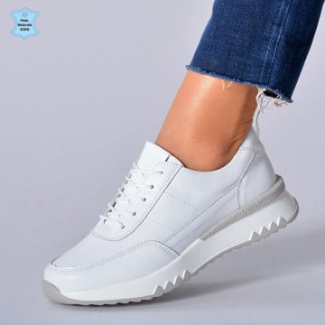 Adidasi Dama Piele Naturala Alexandra Albi- Need 4 Shoes