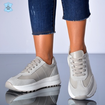 Adidasi Dama Piele Naturala Maurina Gri - Need 4 Shoes