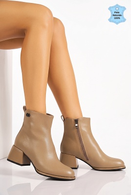 Botine Dama Piele Naturala Fifi Bej