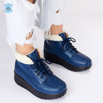 Ghete Dama Piele Naturala Gesy Navy - Need 4 Shoes