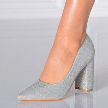 Pantofi Cu Toc Dama Herta Argintii- Need 4 Shoes
