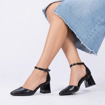 Pantofi Cu Toc Dama Selena Negri