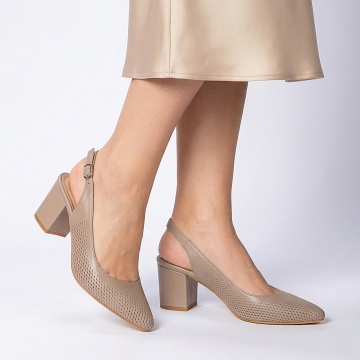 Pantofi Cu Toc Piele Naturala Emy Nude